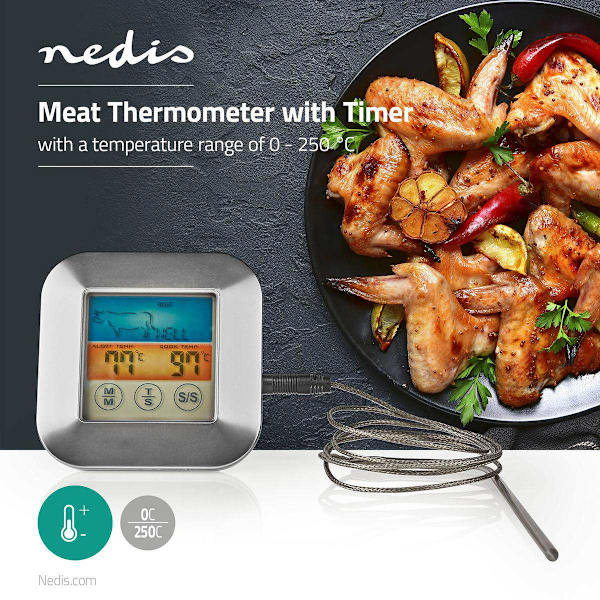 Nedis Meat Thermometer - Colour Display &amp; Timer