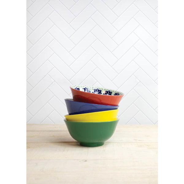 KitchenCraft Ceramic Cereal Bowl WOF Design - set 4 pcs