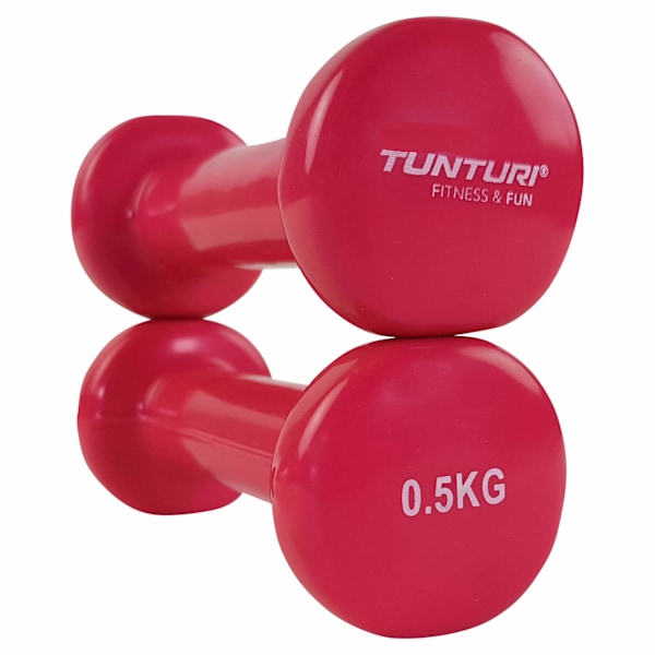 Tunturi Vinyyli Dumbbellit 0,5 kg, Vaaleanpunainen, Par i(13.5x5x9 cm)