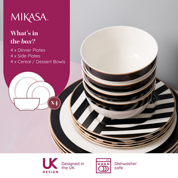Mikasa Luxe Deco 12-osainen Ruokailuastiasto Kiinasta