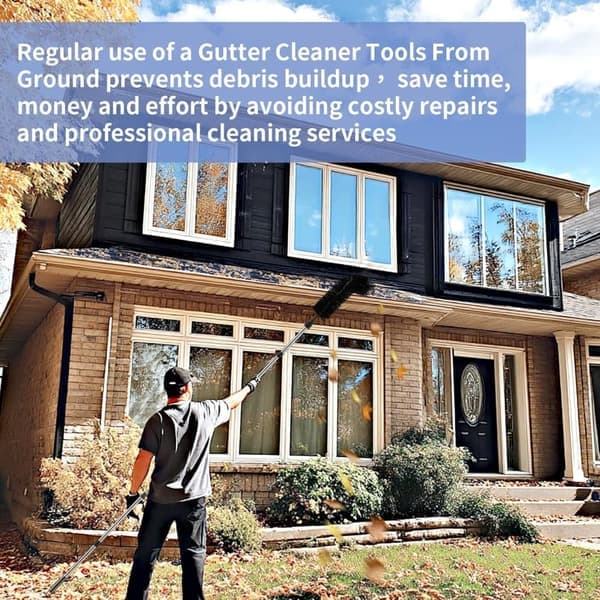 Gutter Cleaning Brushes - Adjustable Cleaning Tool 320cm with Brush, No Ladder Needed