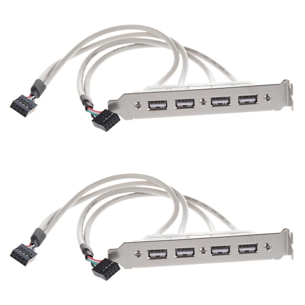 2x Hovedkort 4 Port Usb 2.0 Til 9 Pin Header Brakett Forlengelseskabel