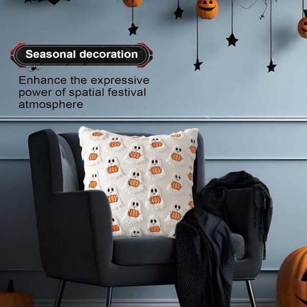 Halloween Pyntepuder til Sofaen - Græskar Spøgelse Pudebetræk til Sofa - 2-pak