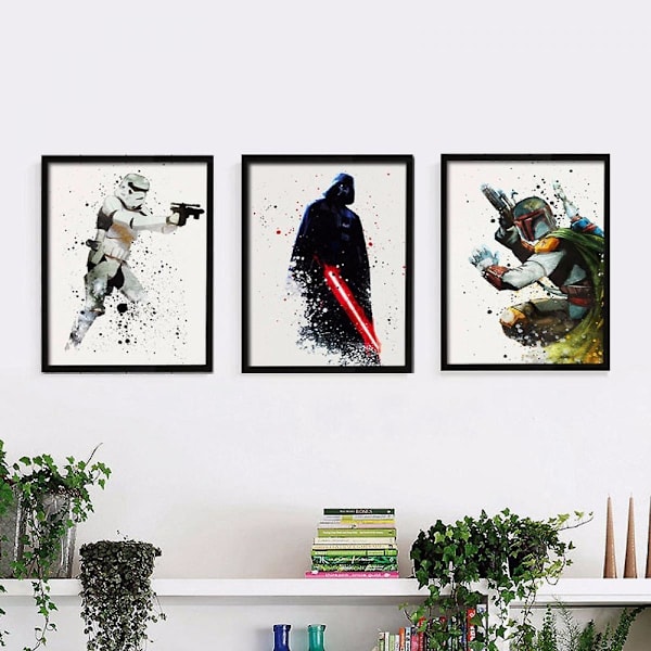 Wekity Alien Warrior Väggkonst Canvas Tryck Affisch, Enkel Cool Vattenfärg Konst Ritning Dekor för Hem Vardagsrum Sovrum Kontor och Barnrum (S