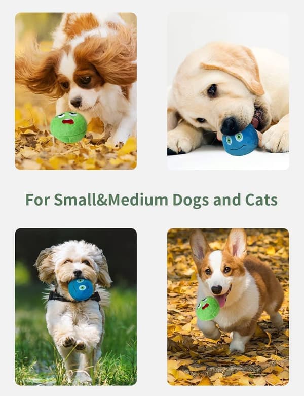 Dog Toy Set: 8 Pack Soft Stuffed Plush Balls, Squeaky Chew Toys & Interactive Fetch Toy for Small and Medium Pets