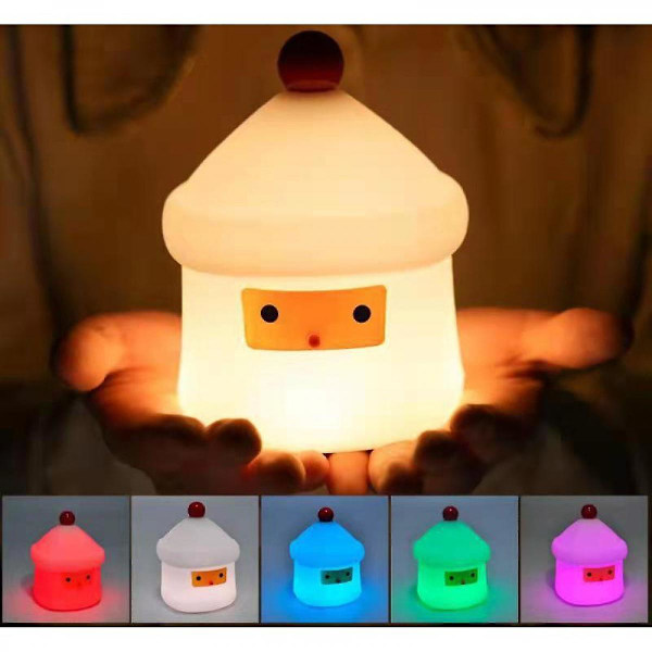Sød julelykke hus natlampe, børnelys med 7 LED