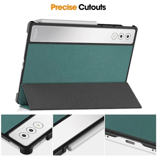 HA-etui til Lenovo Yoga Tab Plus Anti-Drop Læderstativ Tablet Cover - Sortgrøn