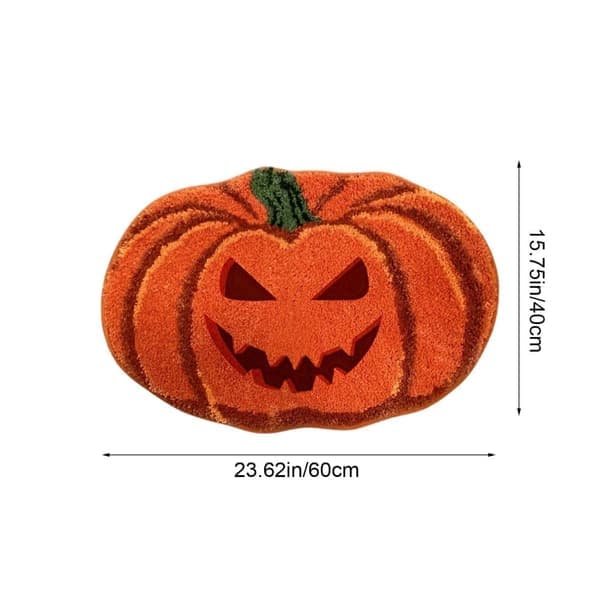 Baderomsmatte Halloween Gresskar, Sklisikker Mikrofibermatte, Absorberende og Vaskbar, Høstdekorasjon