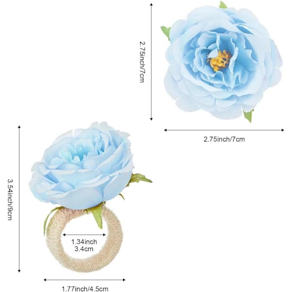 Blomster Servietringe Sæt, 6 Stykker Håndlavede Roseblomst Servietringe, Spisebordsdekorationer, Servietsspænde