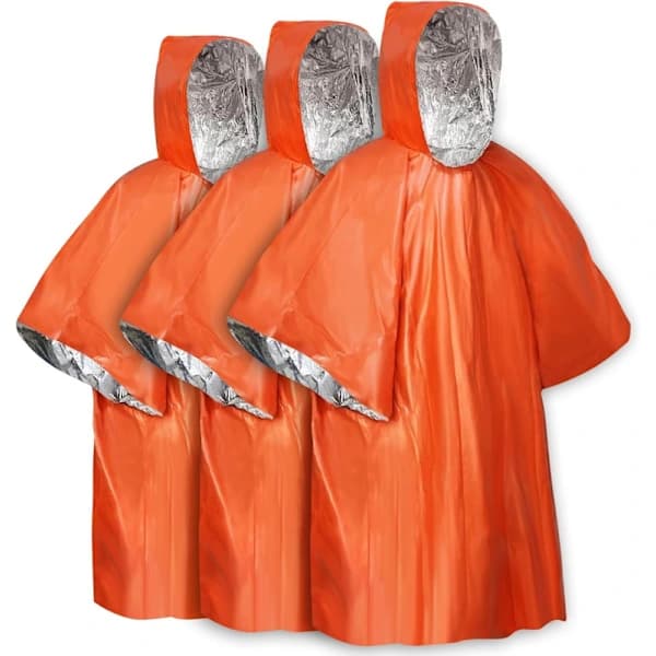 HA~Overlevelses sovepose, 3-pak Nødoverlevelsesponcho, Mylar Termisk Sovepose, med Hætte, Termisk