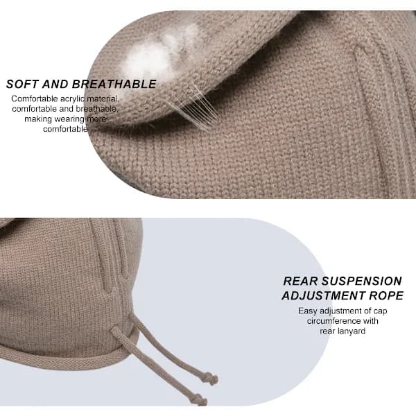 1 Varm Snørestrikket Pullover Lue Tynn Strikket Stablet Lue Varm Pullover Lue khaki