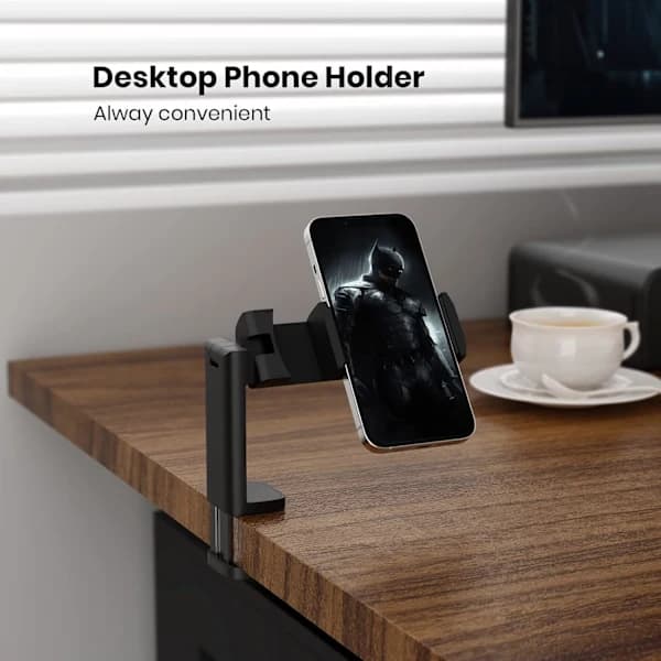 HA-Fly Telefonholder, Klealook 4 i 1 Justerbart Telefonstativ til Rejser, Sort