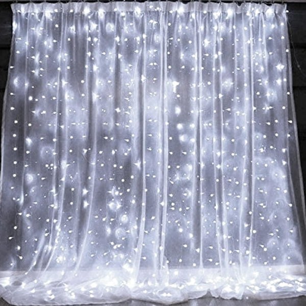 Dazzle Bright gardinljusslingor, 300 LED 9,8ft x 9,8ft 8 belysningslägen Fe-ljus USB-drivna, för jul, fest, bröllop utomhus inomhus