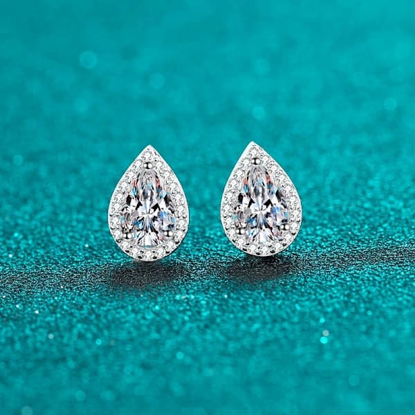 Sølv Øreringe med Stift til Kvinder Piger, Dråbeformede Cubic Zirconia Øreringe Sæt - Fine Bryllupsøreringe Smykker til Brude Brudepiger