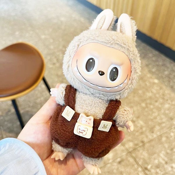 [HH] Högkvalitativ Söt Klänning Outfit Kläder 17cm Plyschdocka Färg Rutig Labubu Dockkläder 14.(Just clothes)