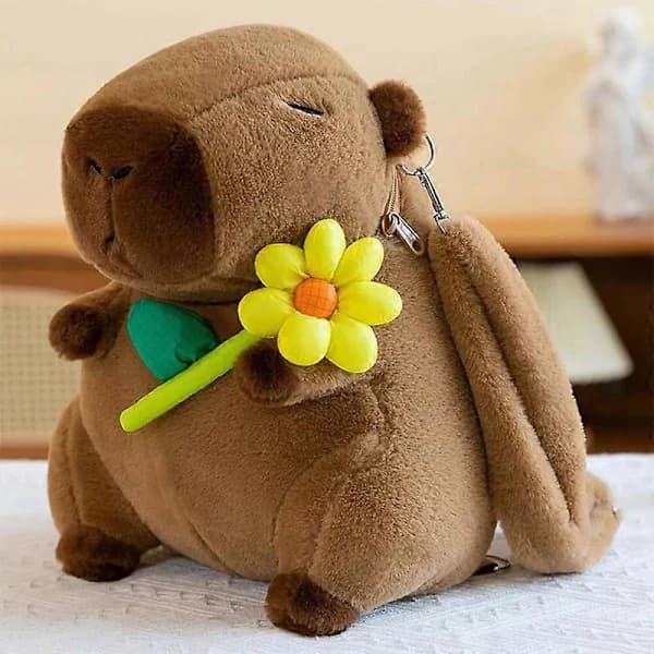 Plyschväska ryggsäck formad som capybara, plyschryggsäck E