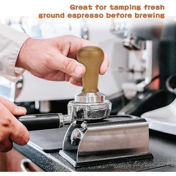 HA~Kaffepresse med silikoneplade, trækaffepresse med rustfri stålfod til espressokaffetilbehør