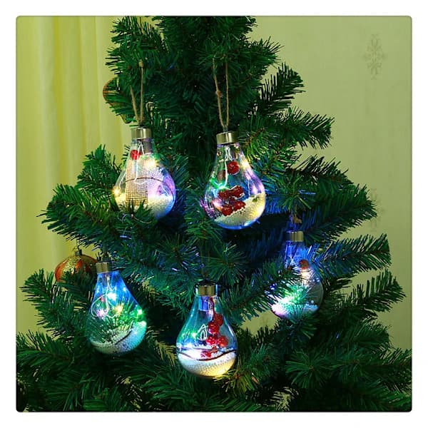 Jul LED Transparent Julkula Julgransdekoration Glödande Stil 6