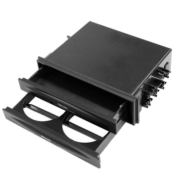 2x Bil Auto Single Din Radio Lomme, Universal Cd Radio Lomme Drik Kopholder Opbevaringsboks Sort