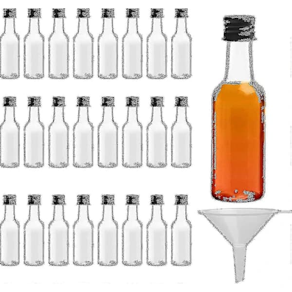 Mini Pullot (24 kpl) - Uudelleenkäytettävät 50 ml Tyhjät Pullot Kierrekorkilla Ja Suppilolla-FM-