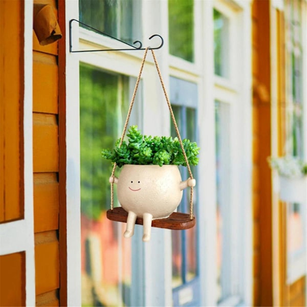 Blomkruka Väggplanter Gunga Ansikte Planter Kruka Harts Plast Leende Ansikte Planter Vägg Hängande Huvud Planter