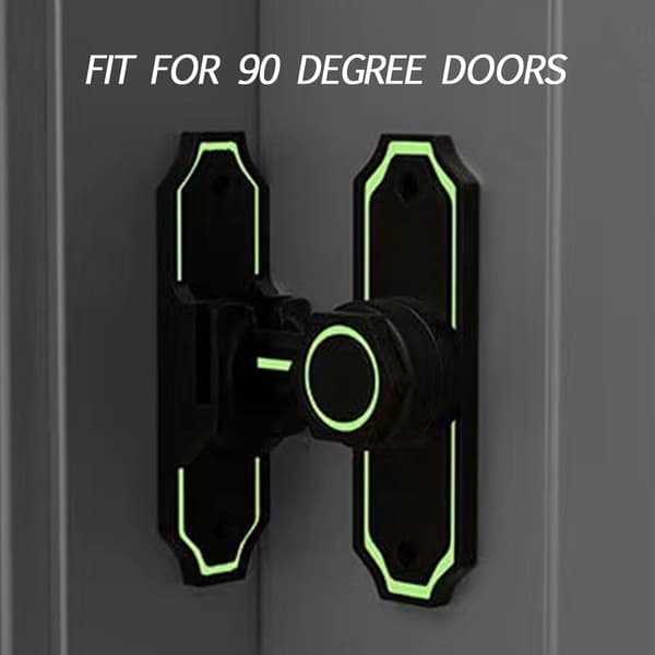 Skurdørlås, Zinklegering Selvlysende Lås Til 90°/180° Åbninger, Haveskure, Skydedøre, Mat Sort, 2-pak