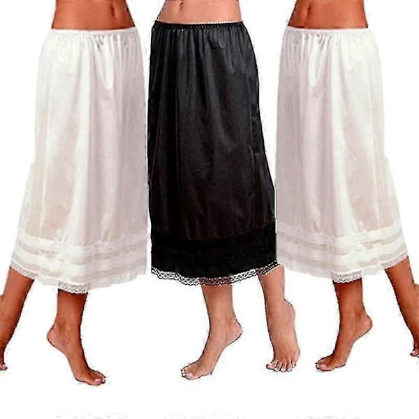 HA~Spetsunderkjol för damer, underklänning, lång kjol, säkerhetskjol, oversize Svart 2XL