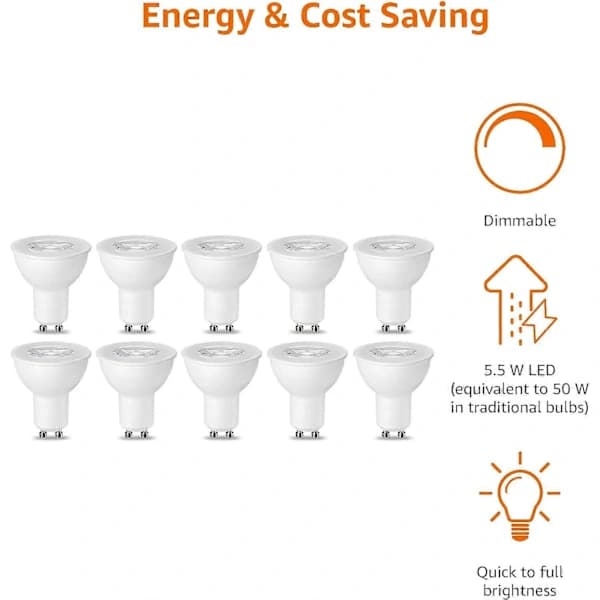 HA~LED GU10 Spotlight Lampa, 5W (Motsvarande 50W), Varmvit, Ej Dimbar - 6-pack 10-pack