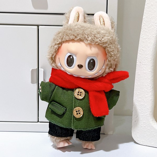[HH] Dekorera Din 17cm Labubu Plysch Outfit Monsters Plysch Kläder för Vinter Skolväska Hängen 17cm 8 clothes only no plush