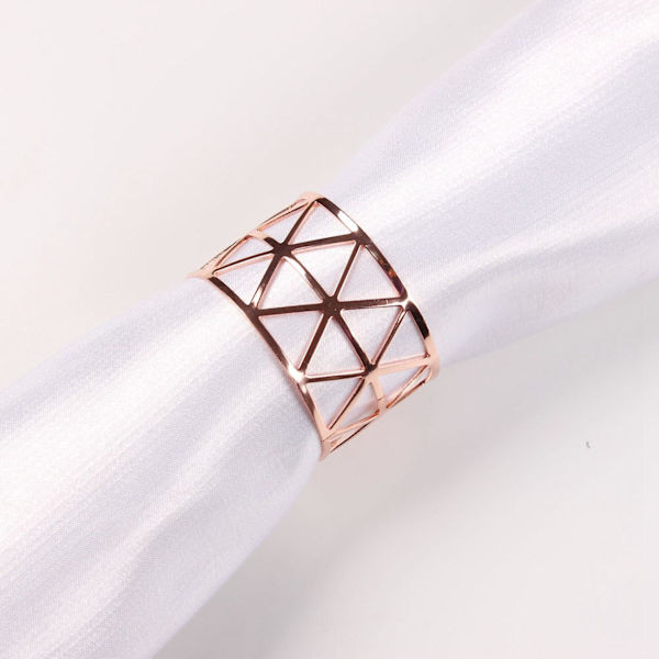 12 st geometriska ihåliga servettringar i guld för fest, hotell, bankett, matsal