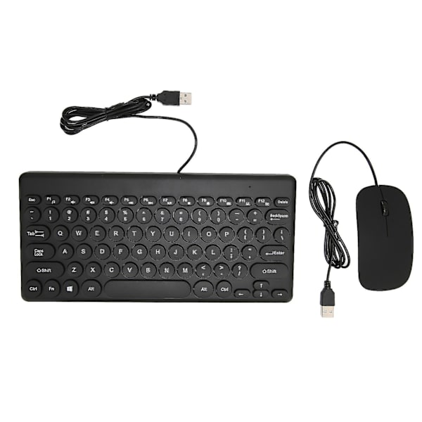 Ergonomiskt tangentbord och mus-kombo, energibesparande, 78 runda tangentbordstangenter, 4 musknappar, trådbundna datortillbehör - Svart.