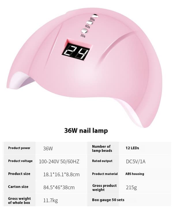 UV Lampe til Negle - Tørrer Negle - Neglelampe - 36W