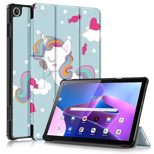 Smart Læderetui til Lenovo Tab M10 10.1 3. generation Rainbow Unicorn