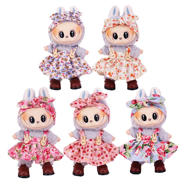 [HH] Söta Labubu Kläder Blommig Klänning Kläder Lakers Laguniform Sportkläder Outfit Tillbehör Set Labubu Kläder 7