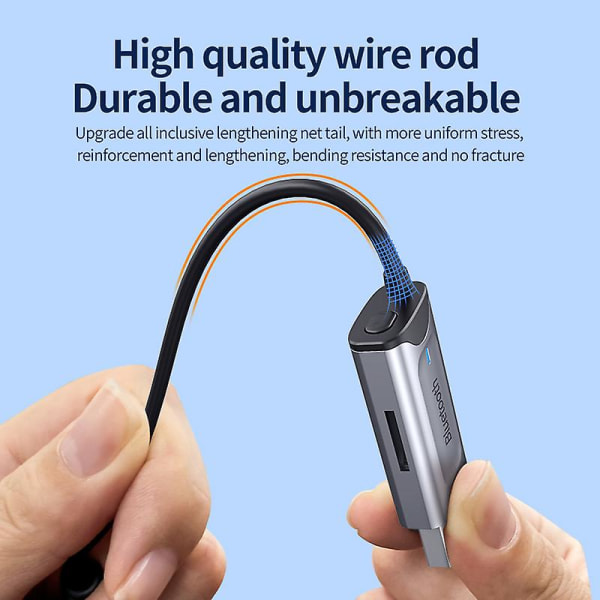Auton Bluetooth-vastaanotin 5.3 Stereo Langaton USB-dongle 3,5 mm:n liitäntään AUX-äänensovitin Mikrofoni Handsfree-puhelu ja TF-korttipaikka