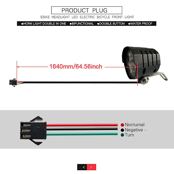 36v-60v E-sykkel frontlykt Escooter LED frontlykt Elektrisk sykkel motorsykkel vanntett horn S