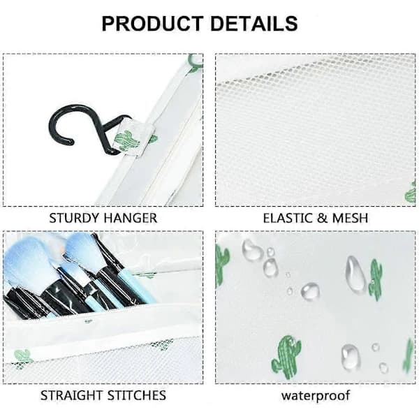 Hengende toalettmappe for reiser, kaktus