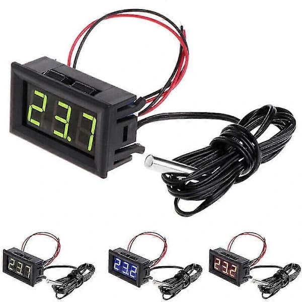 HA~2/4-pack Digital LCD-termometer Temperaturmätare med Vattentät Sensor Sond Kylskåp Vit 4 ST