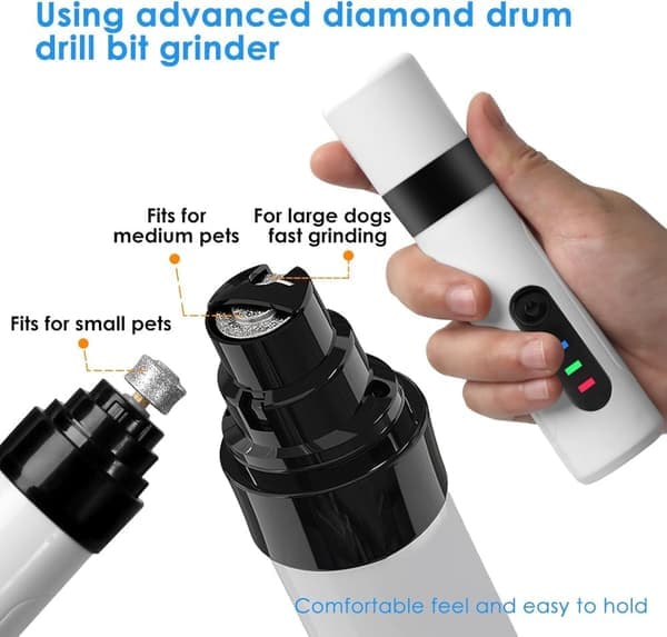 2025 Trådløs Hundneglsliper – Stille (<40 dB) – 2 Hastigheter – USB-ladet – Diamanthode