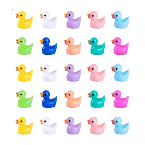 100 stk Tiny Ducks Sett Dekorasjon - Bedårende Miniender i Flere Farger