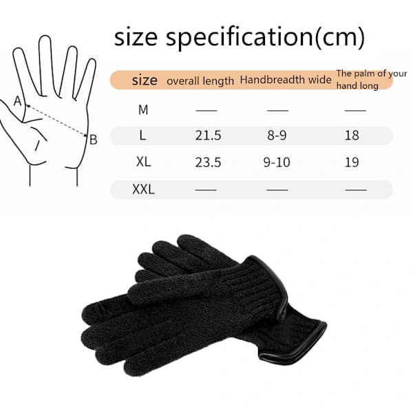 Grepp fleece varme damehandsker Touchscreen varme handsker strikkede vinter Black XL