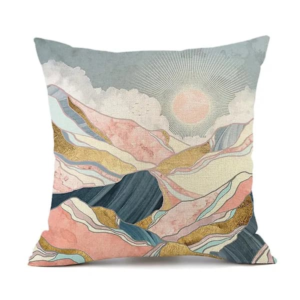 Landskapsmaleri, sol og måne putetrekk stil 1 45*45cm 45*45cm style2