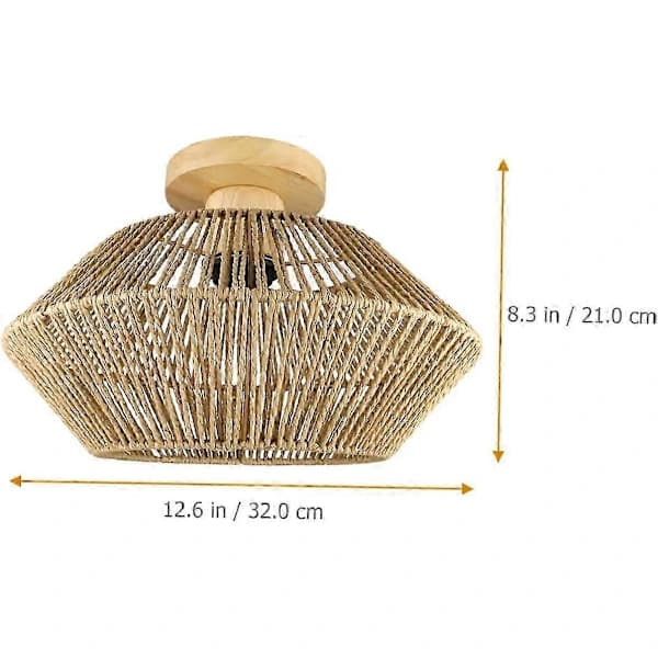 Boho Semi eldre Taklampe LED Taklampe eldre Taklampe Rotting Halmrep Badlampskjerm