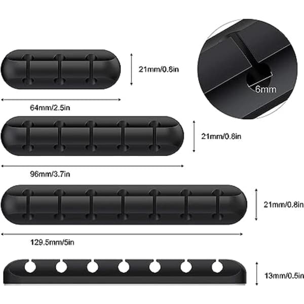 Kabelholder Clips, 3-pak selvklæbende silikonekabel Mana