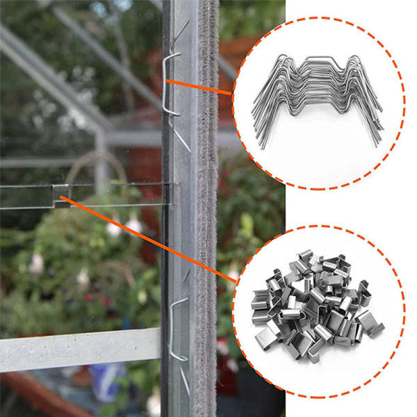/HA/Z-klemme 50 stk + W-klemme (1,2*75*30mm) 50 stk drivhusglaspanel fastgørelsesklemmer til drivhusglasrum dobbelt hal mesh vejrbestandig grønho