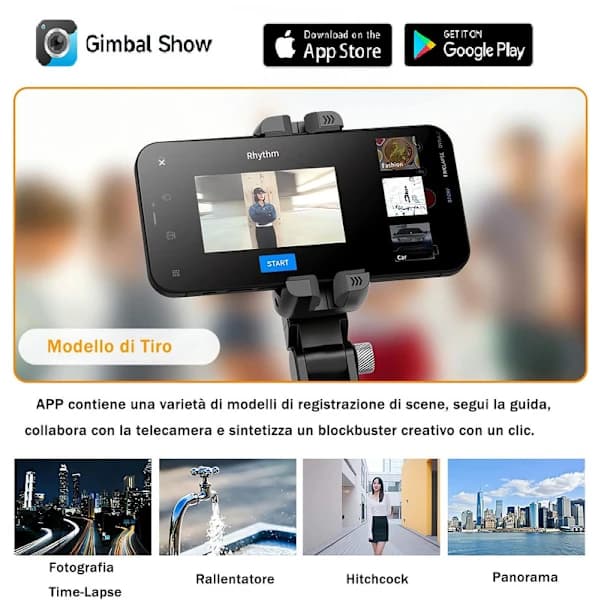 HA~Smartphone Stabilisator, Bluetooth Fjärrkontroll för Vlogging, YouTube, Live Video Kompatibel med iPhone/Android (Svart)