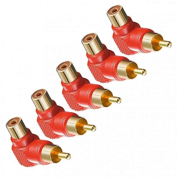 HA~10 stk. Rca Retvinklet Han til Hun Konverter Adapter 90 Grader