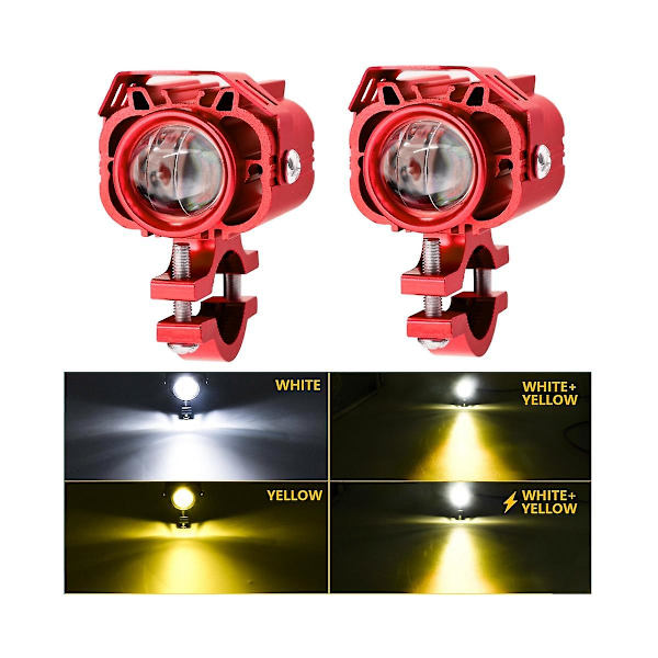 60w motorsykkel LED kjørelys tåkelys spotlys hvitt+gult frontlykter for motorsykkel Suv B
