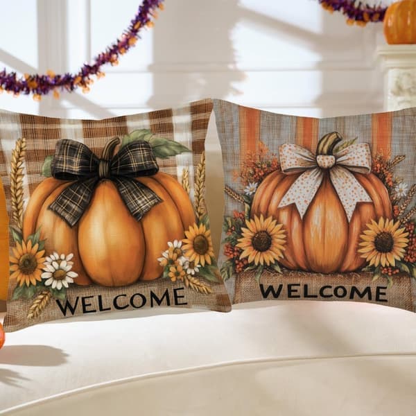 Välkommen Höstpumpa Thanksgiving Pudebetræk 45x45 cm - Sofa Sofasæt med 4