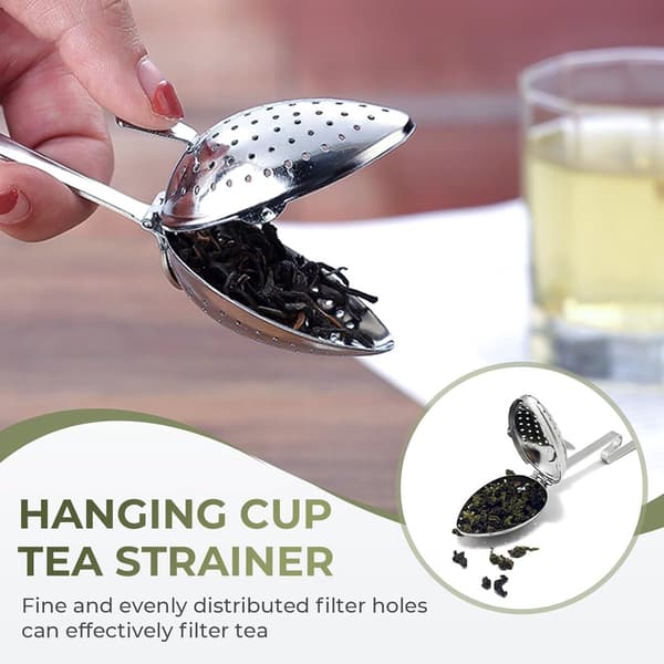 Te-infuser-skeer, sæt med 2, fine si i rustfrit stål til løs te, kopper og krus, sølv og guld